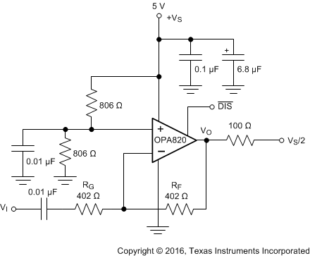 OPA820 ai_ac-coupled_single-supply_-1v_sbos303.gif