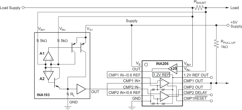 INA206 INA207 INA208 bi_directional_current_comparator_sbos360.gif