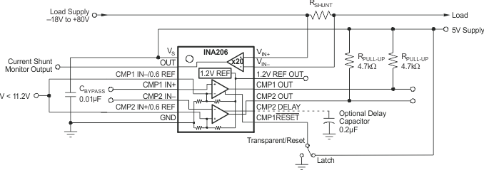 INA206 INA207 INA208 overdriving_comparator_inputs_without_generating_a_reference_error_sbos360.gif