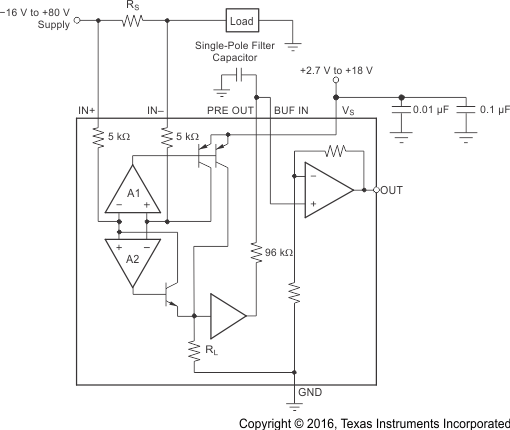 INA270A-Q1 INA271A-Q1 ai_270_basic_conn.gif