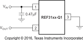 REF3112-Q1 REF3120-Q1 REF3125-Q1 REF3130-Q1 REF3133-Q1 REF3140-Q1 typ_connections_sbvs299.gif