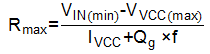 UCC2800-Q1 UCC2801-Q1 UCC2802-Q1 UCC2803-Q1 UCC2804-Q1 UCC2805-Q1 Eq_Rmax_SLUS270.gif