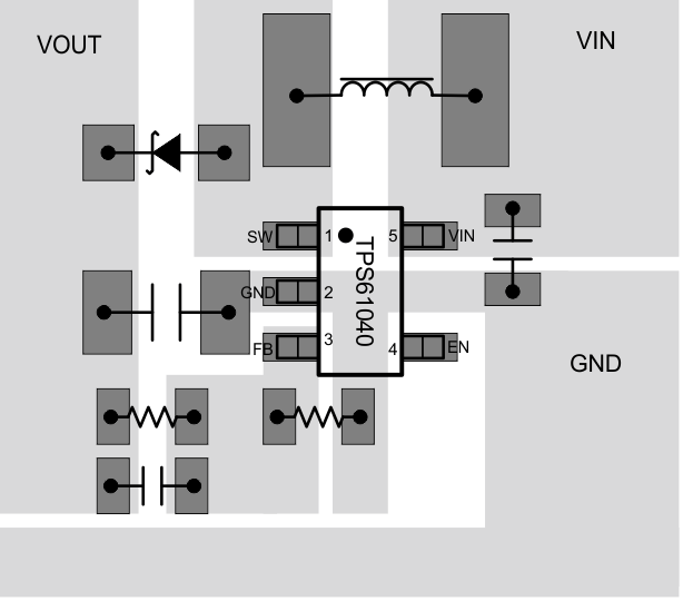 TPS61040-Q1 TPS61041-Q1 TPS61040_Layout_Example_slvs413.gif