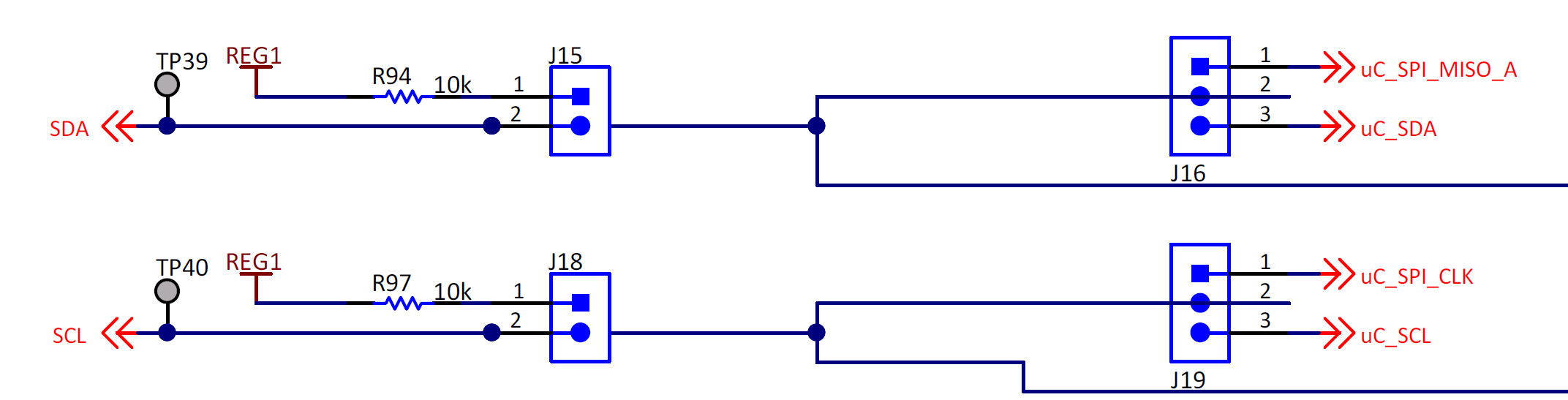  3.3V Pullup for SDA and SCL on
                BQ76952EVM