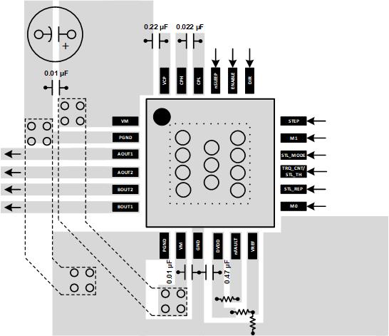 DRV8434A-Q1 QFN Layout Example