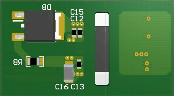 UCC21331-Q1 3-D PCB Bottom
            View