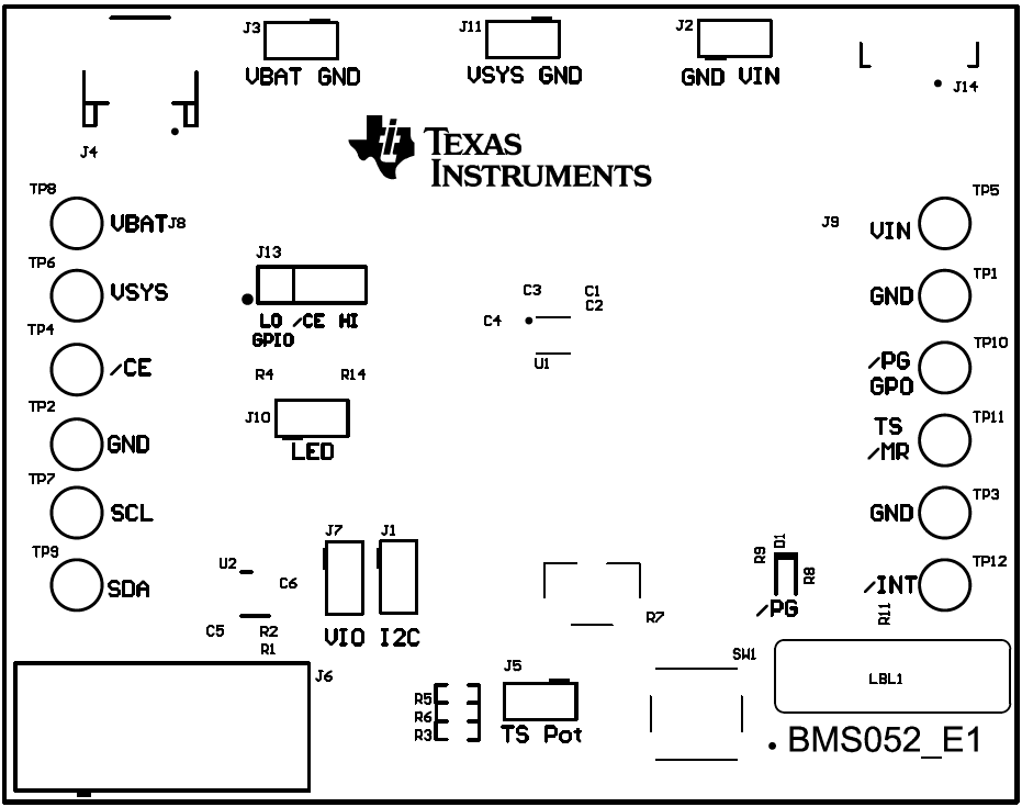 BQ25186EVM Top Overlay