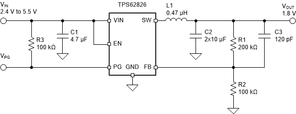 TPS62810-Q1 TPS62811-Q1 TPS62812-Q1 TPS62813-Q1 TPS62825, TPS62826 TPS62827 TPS62824A TPS62825A TPS62826A TPS62827A TPS62825_adj_typ.gif