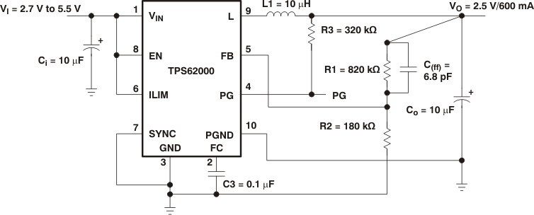 TPS62000 TPS62001 TPS62002 TPS62003 TPS62004 TPS62005 TPS62006 TPS62007 TPS62008 app_cir_lvs294.gif