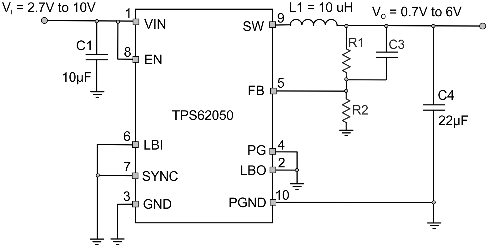 TPS62050 TPS62051 TPS62052 TPS62054 TPS62056 TPS62050_schematics_adjustable.gif