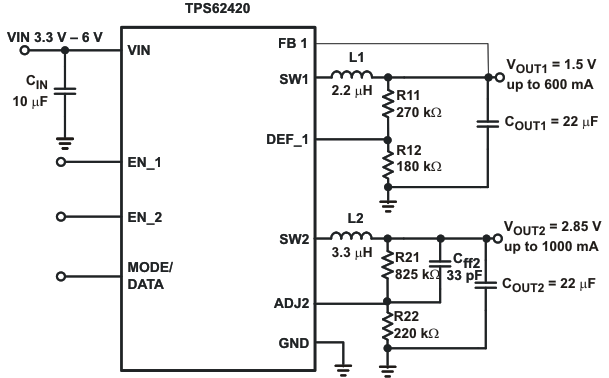 TPS62420 TPS62421 typ_app_las676.gif