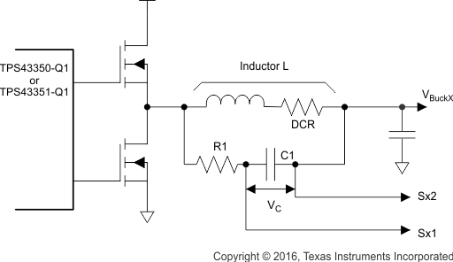 TPS43350-Q1 TPS43351-Q1 dcr_sensing_config_lvsar7.gif