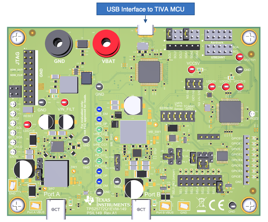 TPS25761 TPS25762 TPS25763 TPS25764 TPS25772 TIVA USB Port
                    Connection