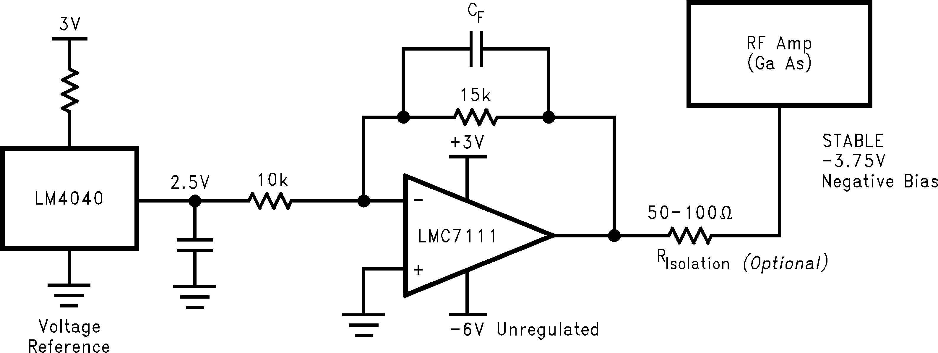 LMC7111 Stable Negative Bias