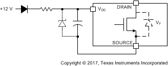 LMG3410R070 LMG3411R070 recommended_bootstrap_supply_connection_snosd10.gif