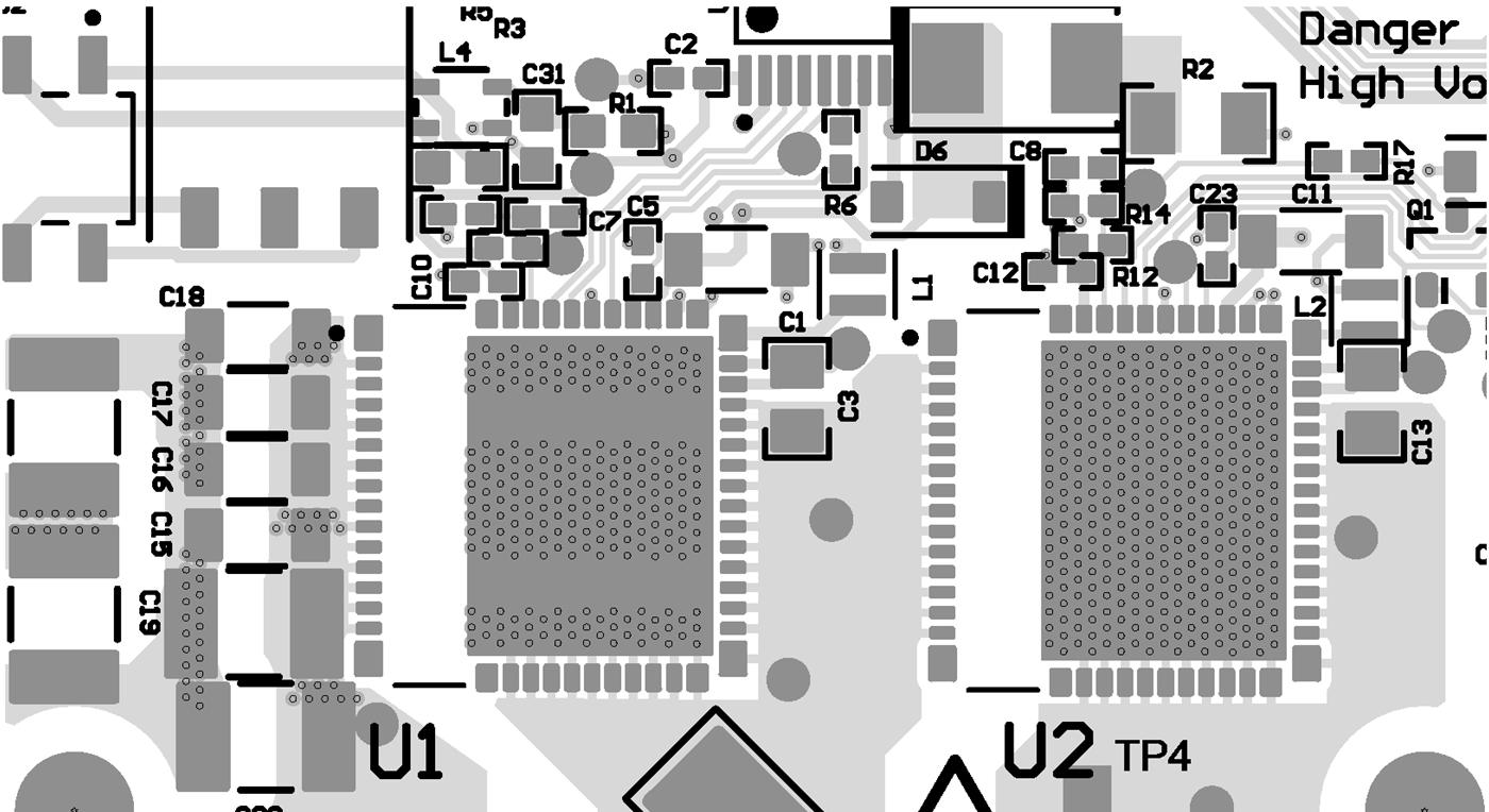 LMG3422R030 LMG3426R030 LMG3427R030 Half-Bridge
                                        Top-Layer Layout