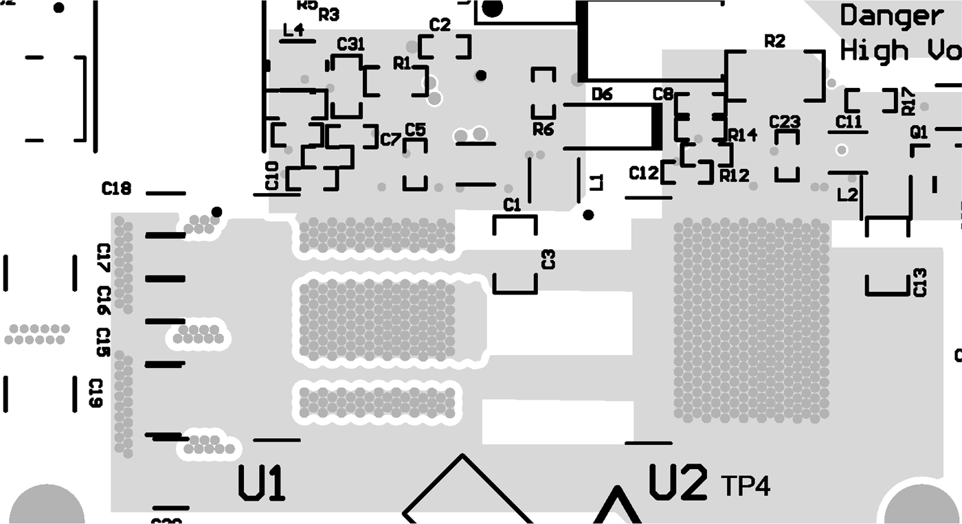 LMG3422R030 LMG3426R030 LMG3427R030 Half-Bridge
                                        Mid-Layer Layout