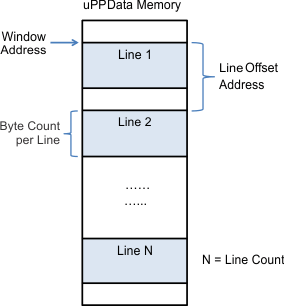 F2837xD Structure of DMA Window and Lines in Memory