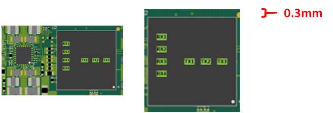 AWR1843AOP Small form factor board with
                    PCB edge less than 0.3mm