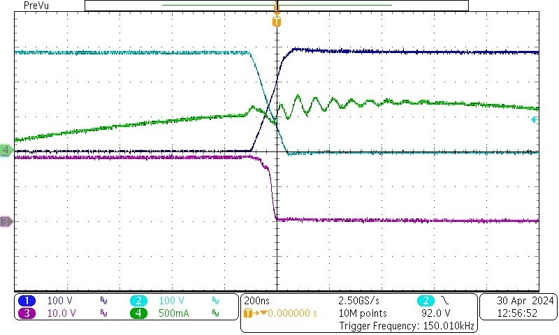 PMP41037 9VIN, Backward Operating With 0.1A Load (Zoom in at Falling Edge)