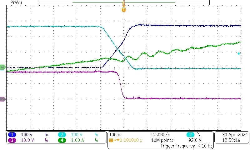 PMP41037 9VIN, Backward Operating With 1.4A Load (Zoom in at Falling Edge)