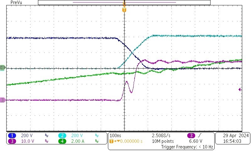 PMP41037 800VIN, Forward Operating With 80A Load (Zoom in at Rising Edge)