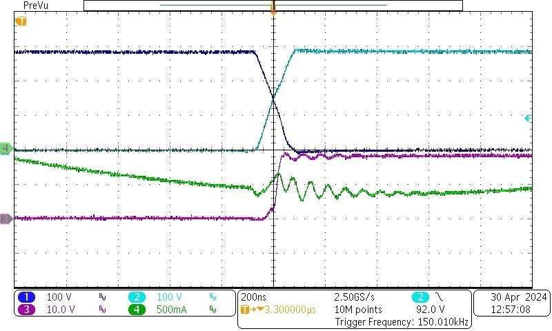 PMP41037 9VIN, Backward Operating With 0.1A Load (Zoom in at Rising Edge)