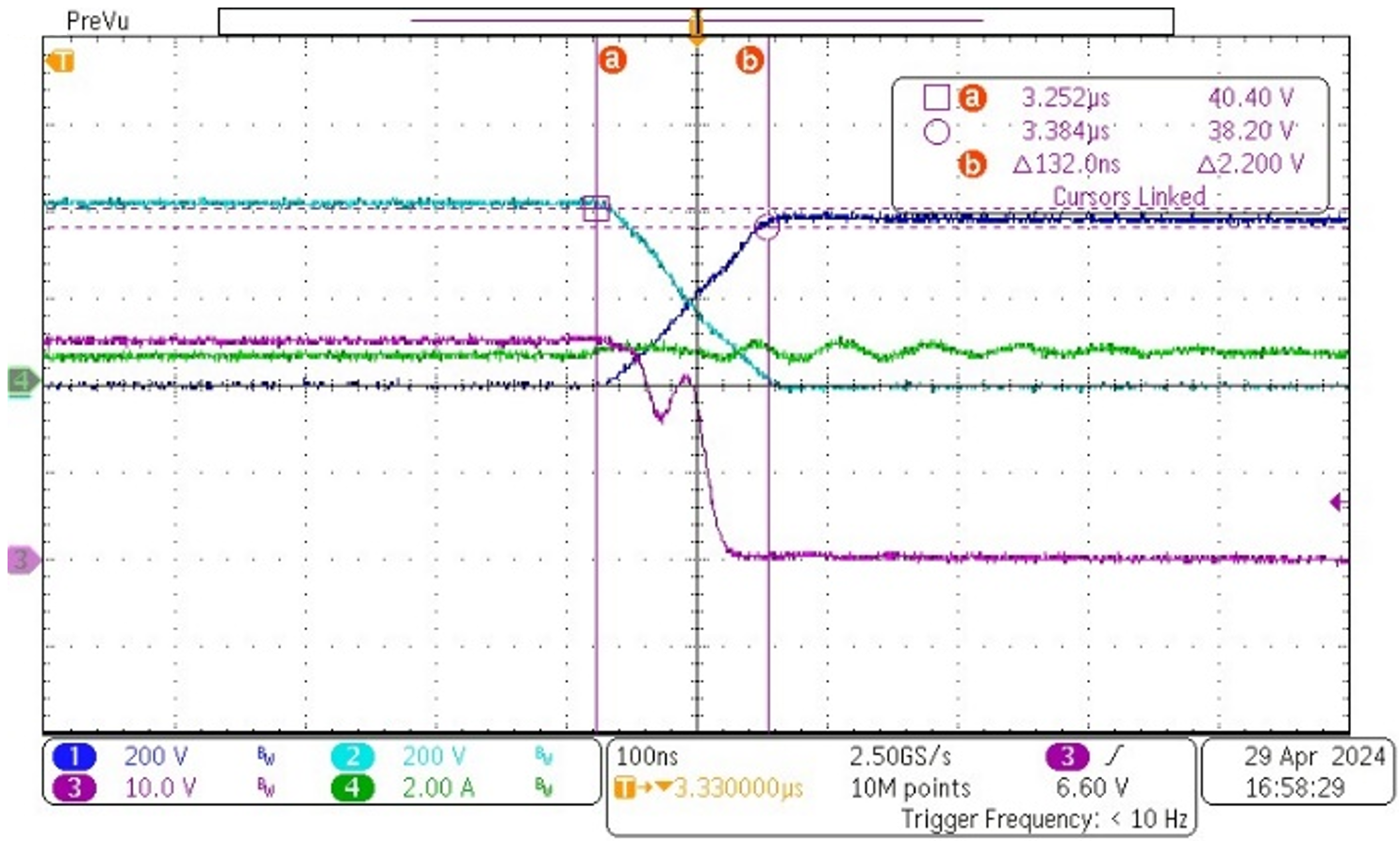 PMP41037 800VIN, Forward Operating With 0A Load (Zoom in at Falling Edge)