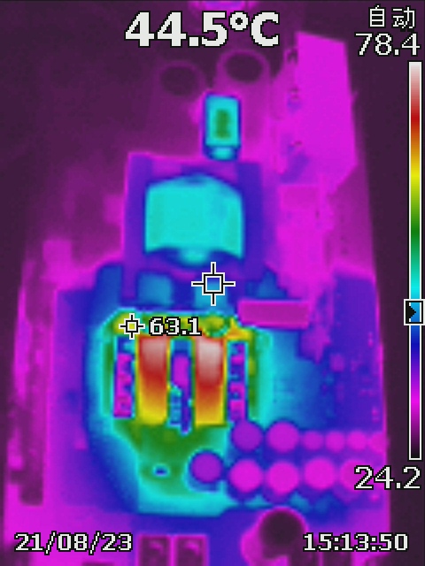 PMP41081 Thermal Image: 400-VDC Input With 84-A Load