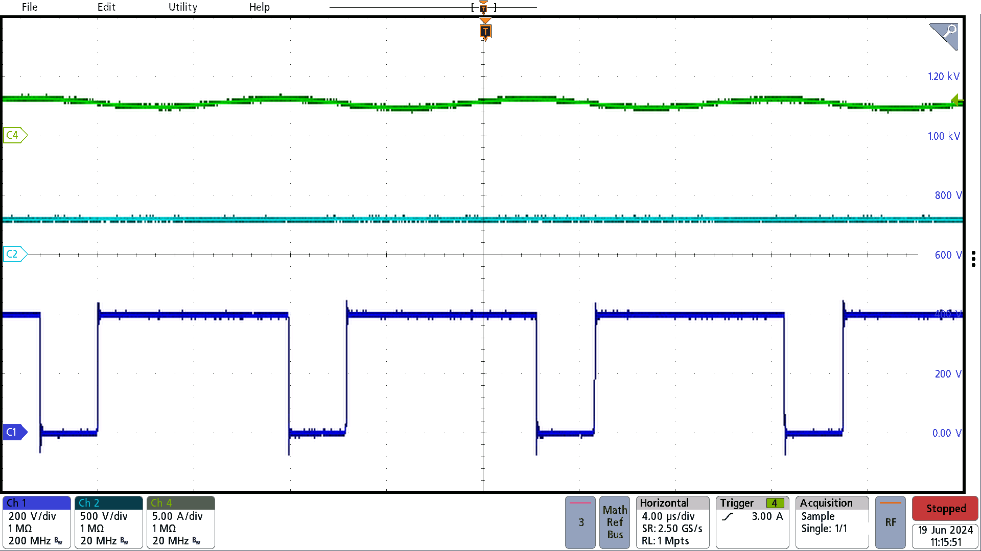 PMP23464 PFC, 230Vac Input, Full Load, Peak of AC
                        Line