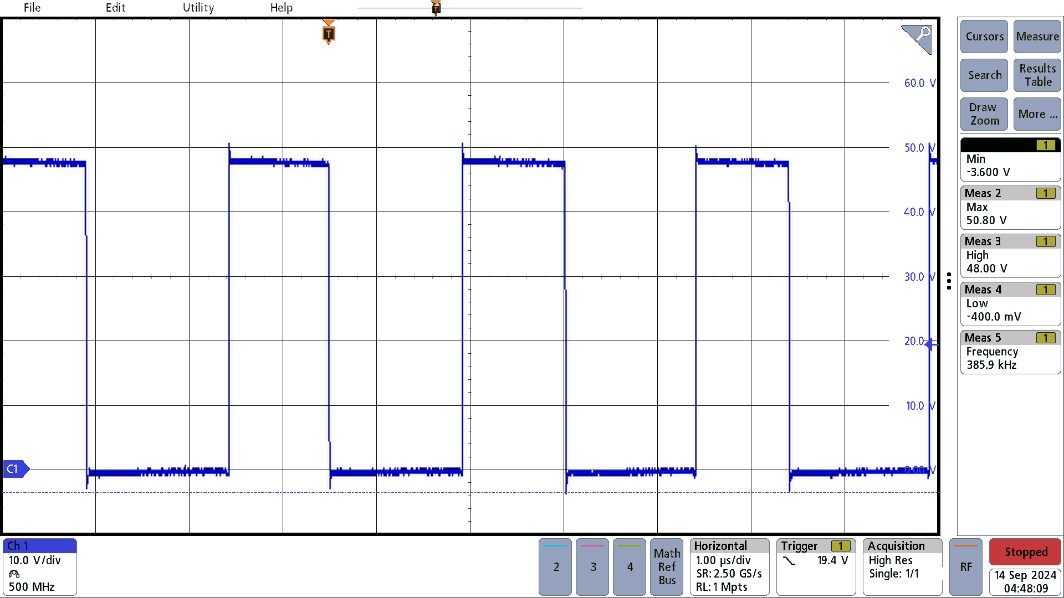 PMP23468 20VOUT Switching
          Waveform