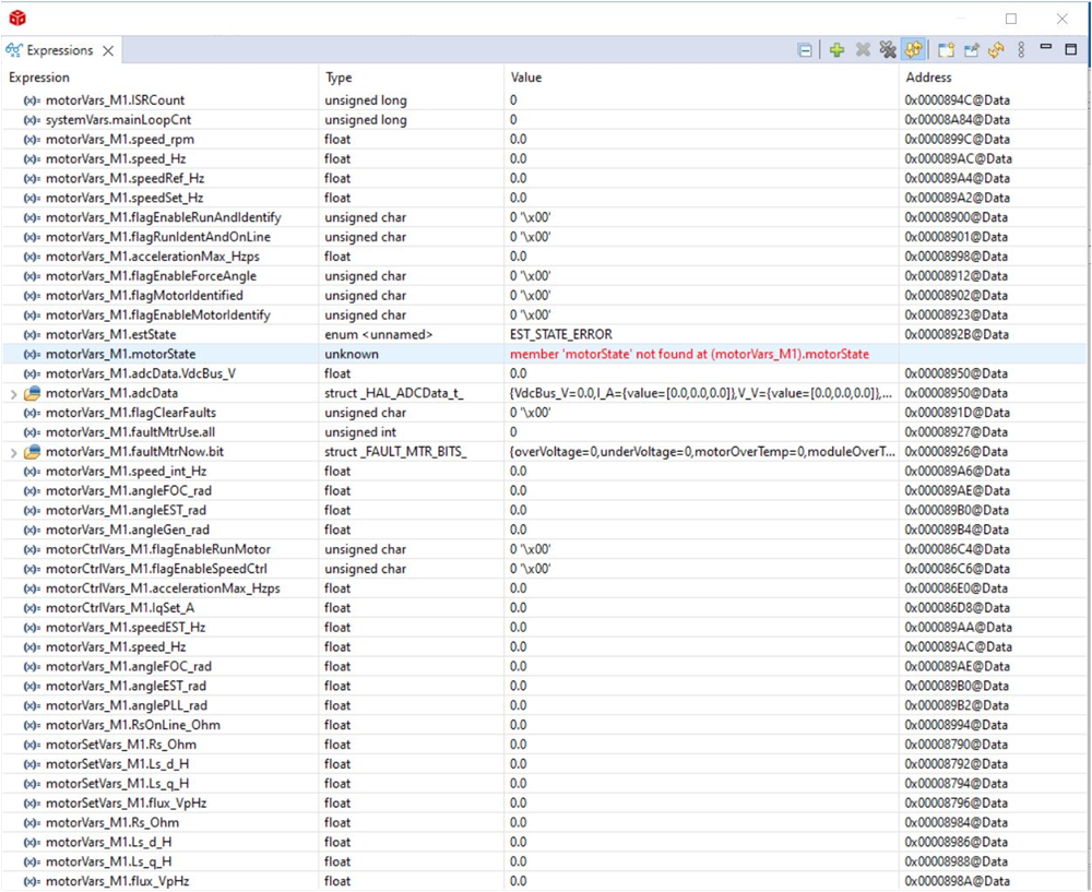 TIDA-010273 Build Level 1: Expressions Watch Window at Reset