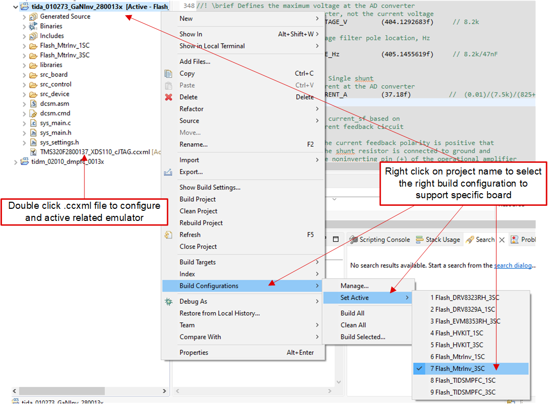 TIDA-010273 Select the Correct Build
                    Configuration