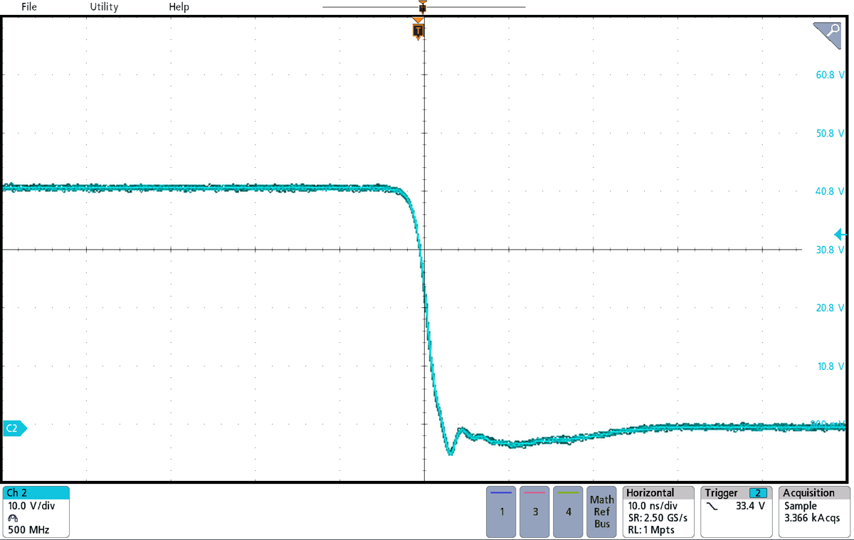 TIDA-010949 Switching Node Waveform Falling Edge With Full Load, Buck Stage