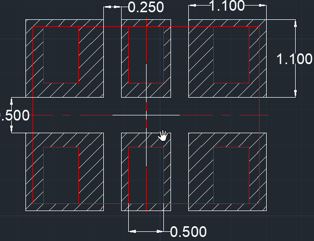  覆盖有 TI LMK6D/P/H DLE 器件引线框的 6 引脚 3.2mm × 2.5mm DLE 通用焊盘图案