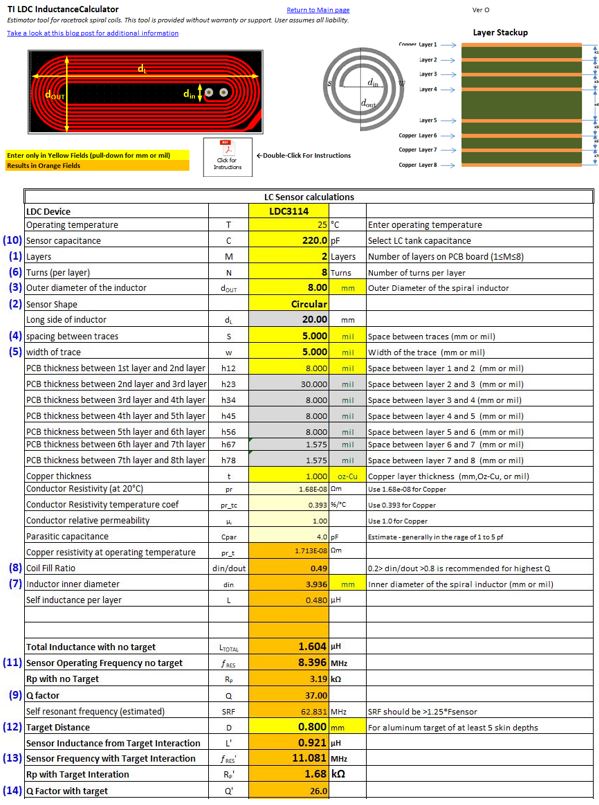  电感式感应计算器工具 -“Spiral Inductor Designer”选项卡