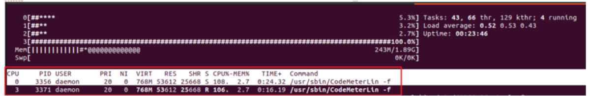 AM6442, AM625, AM69 htop 中的 Codemeter CPU 激增