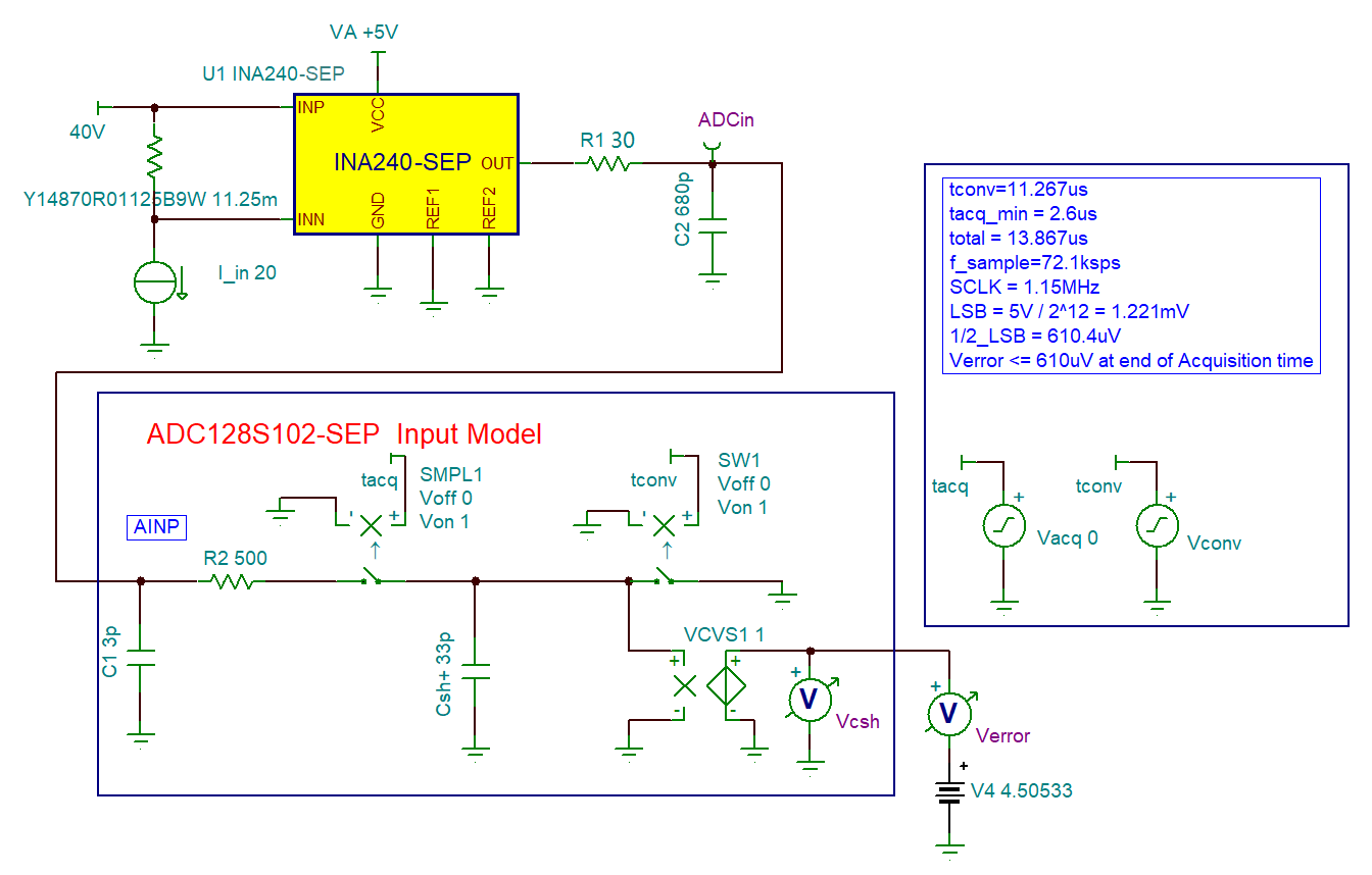 ADC128S102-SEP TINA TI-Spice 中的电路 1 原理图