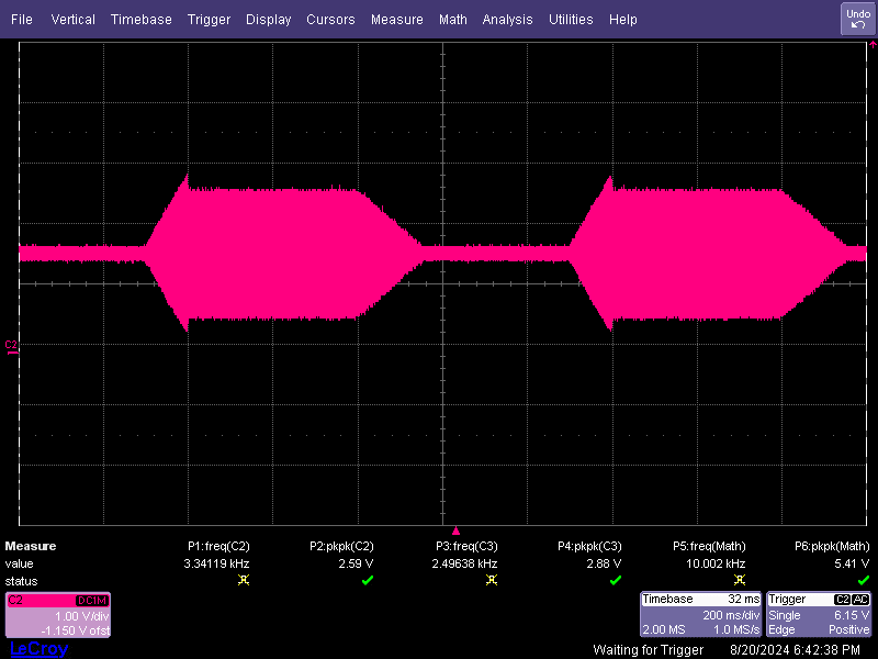 TAC5412QRGERQ1 ADSR 包络示波器捕获