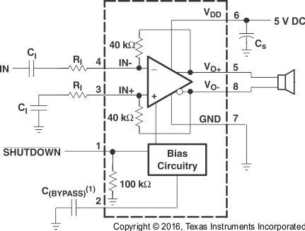 TPA6211A1-Q1 Single-Ended Input Application Schematic