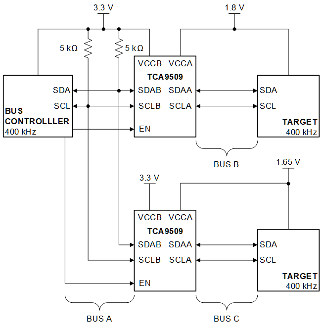 TCA9509 Typical Star Application