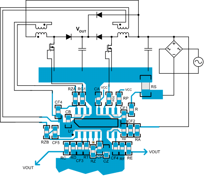 UCC28063 建议的 PCB 布局