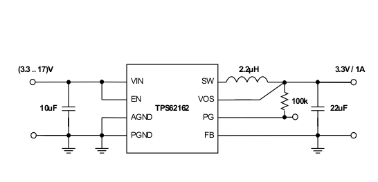 TPS62160 TPS62161 TPS62162 TPS62163 SLVSAM2_app3.3V.gif