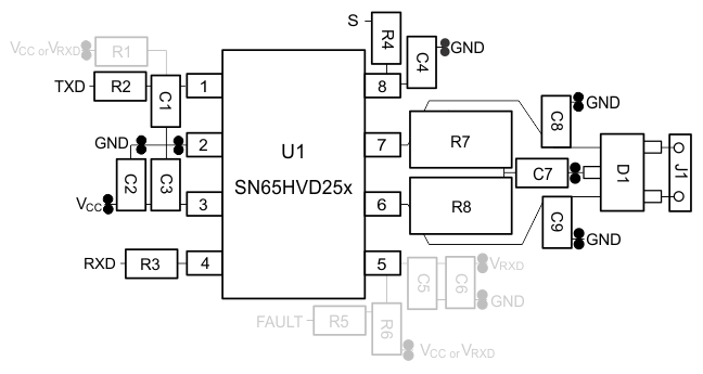 SN65HVD255 SN65HVD256 SN65HVD257 layout_SLLSEA2.gif