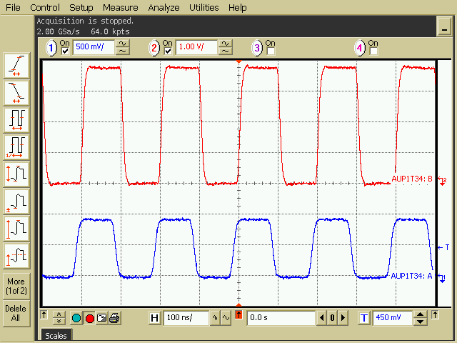 SN74AUP1T34 APPLICATION_CURVE_SN74AUP1T34_VCCA_0P9V_VCCB_3P6V_10MHZ.png