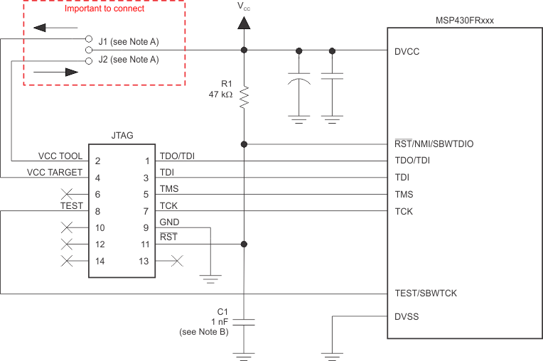 MSP430FR2033 MSP430FR2032 app_signal_conn_4wire_jtag.gif