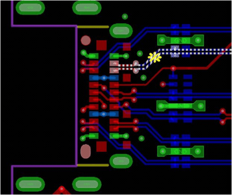 HD3SS460 Layout3_dual_row_SMT_ESD_SLLSEM7.gif