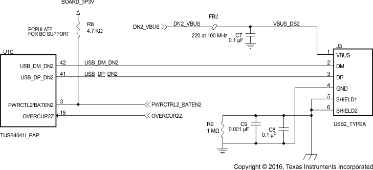 TUSB4041I-Q1 Downstream Port 2 Implementation