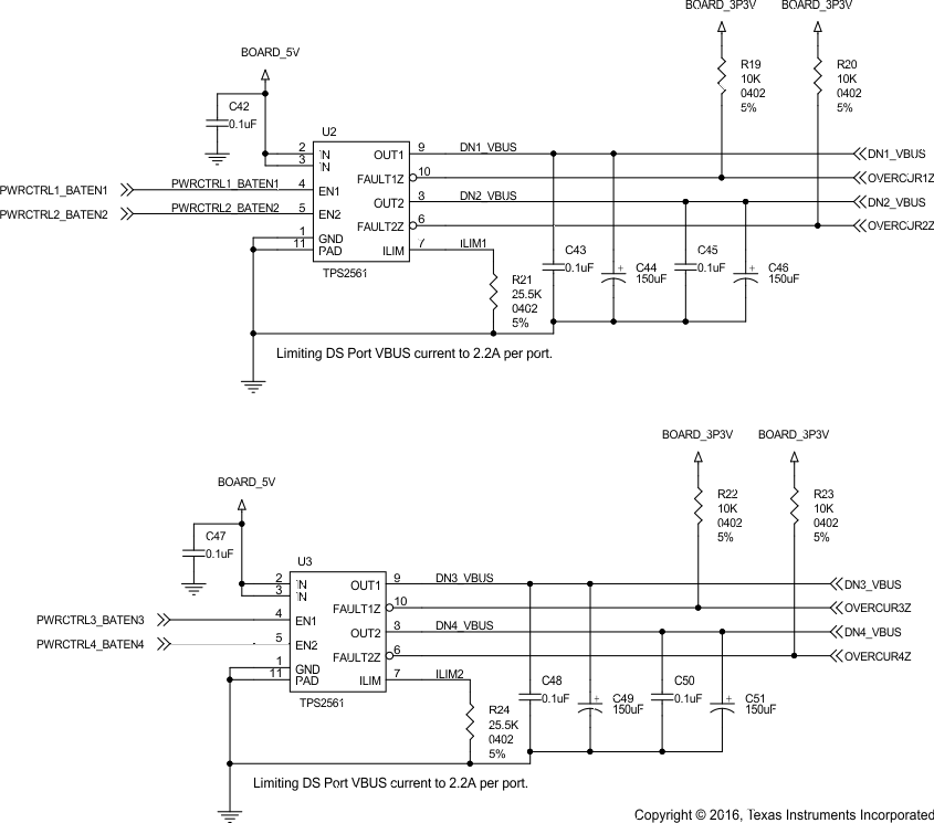 TUSB4041I-Q1 VBUS Power Switch Implementation