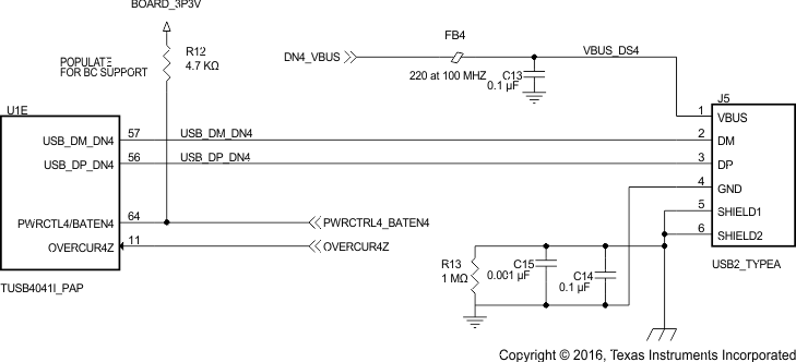 TUSB4041I-Q1 Downstream Port 4 Implementation